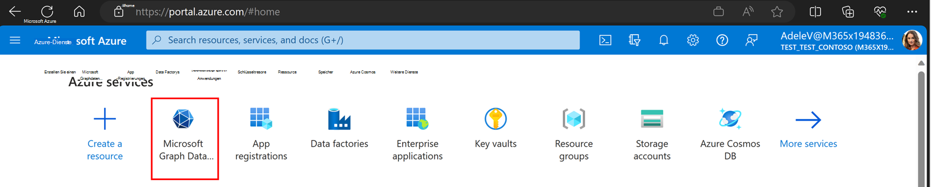 Screenshot der Azure-Portal mit hervorgehobener Option 
