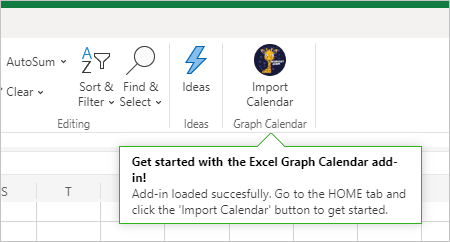 Screenshot der Schaltfläche "Kalender importieren" auf der Registerkarte "Start"