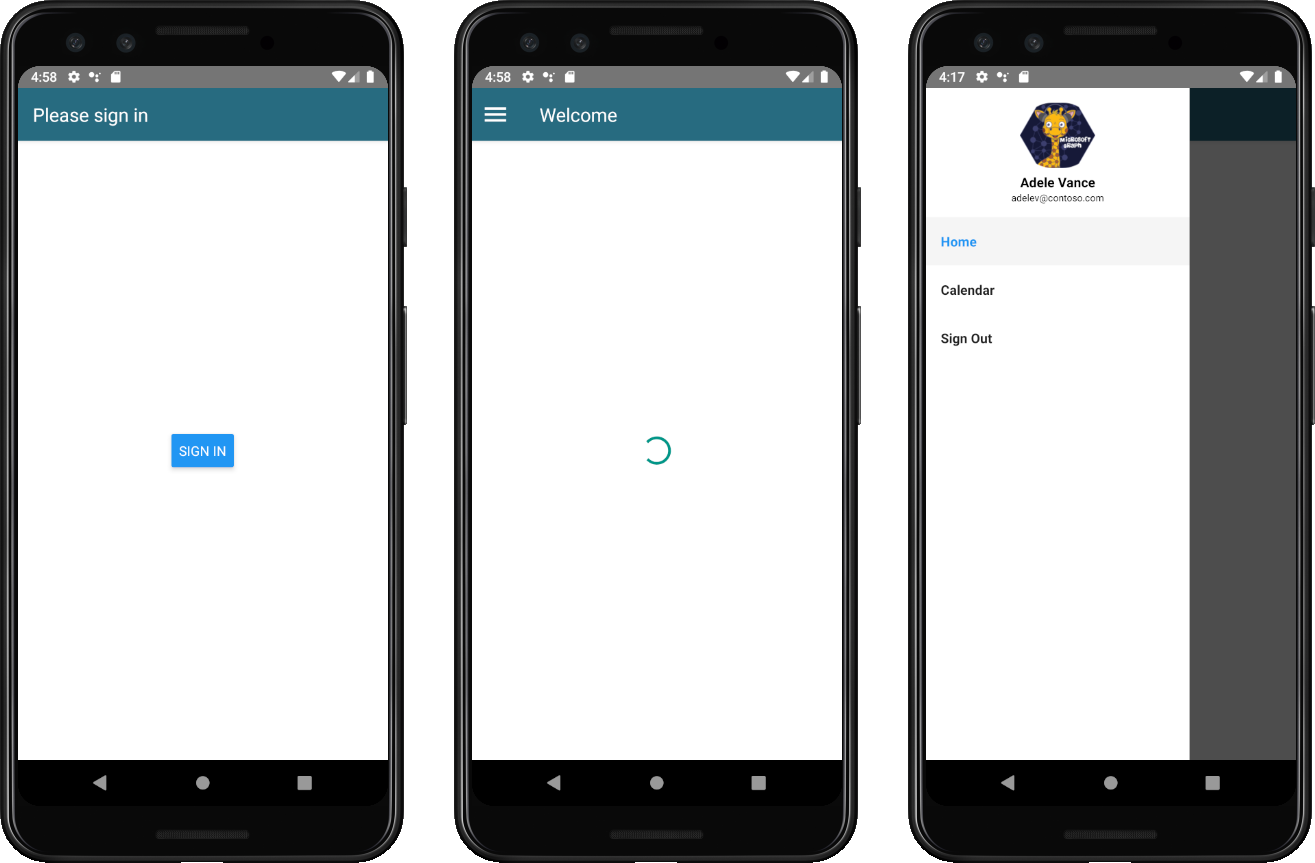Screenshots der Anwendung unter Android