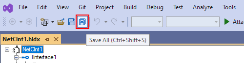 Screenshot: Visual Studio-Symbolleiste mit Auswahloption für 