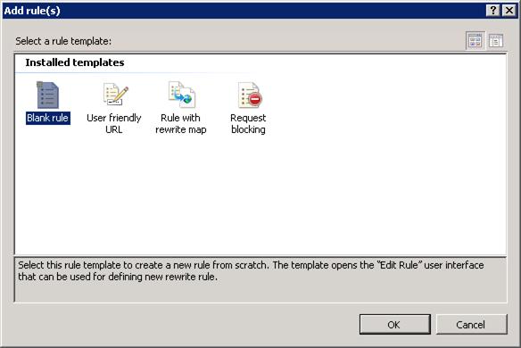 Screenshot of the Add rules dialog with Blank rule selected.
