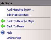Screenshot of the Actions menu showing the Add Mapping Entry option.
