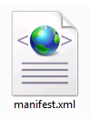 Screenshot zeigt das Manifest-XML-Symbol.