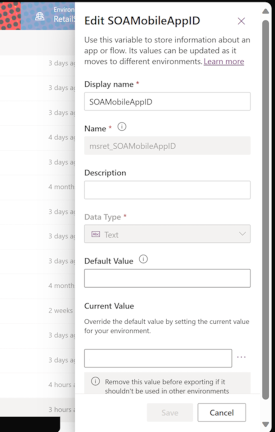 The image shows how to copy and set up the App ID for Store Operations Assist Teams.