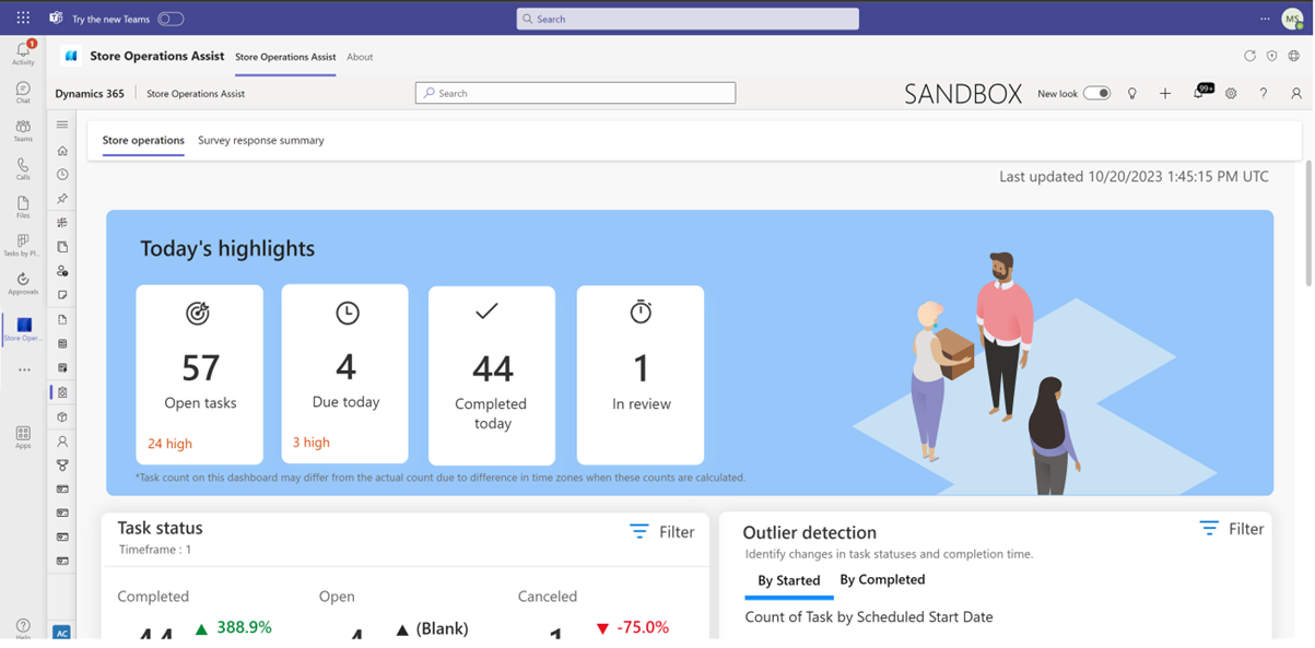 Das Bild zeigt den in Microsoft Teams geöffneten Store Operations Assist.