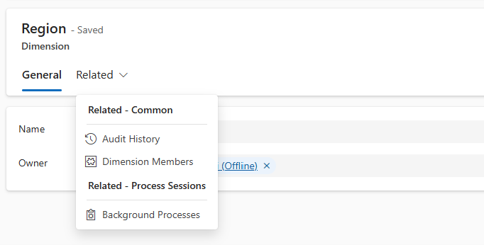 Screenshot des Erstellens einer Dimension.