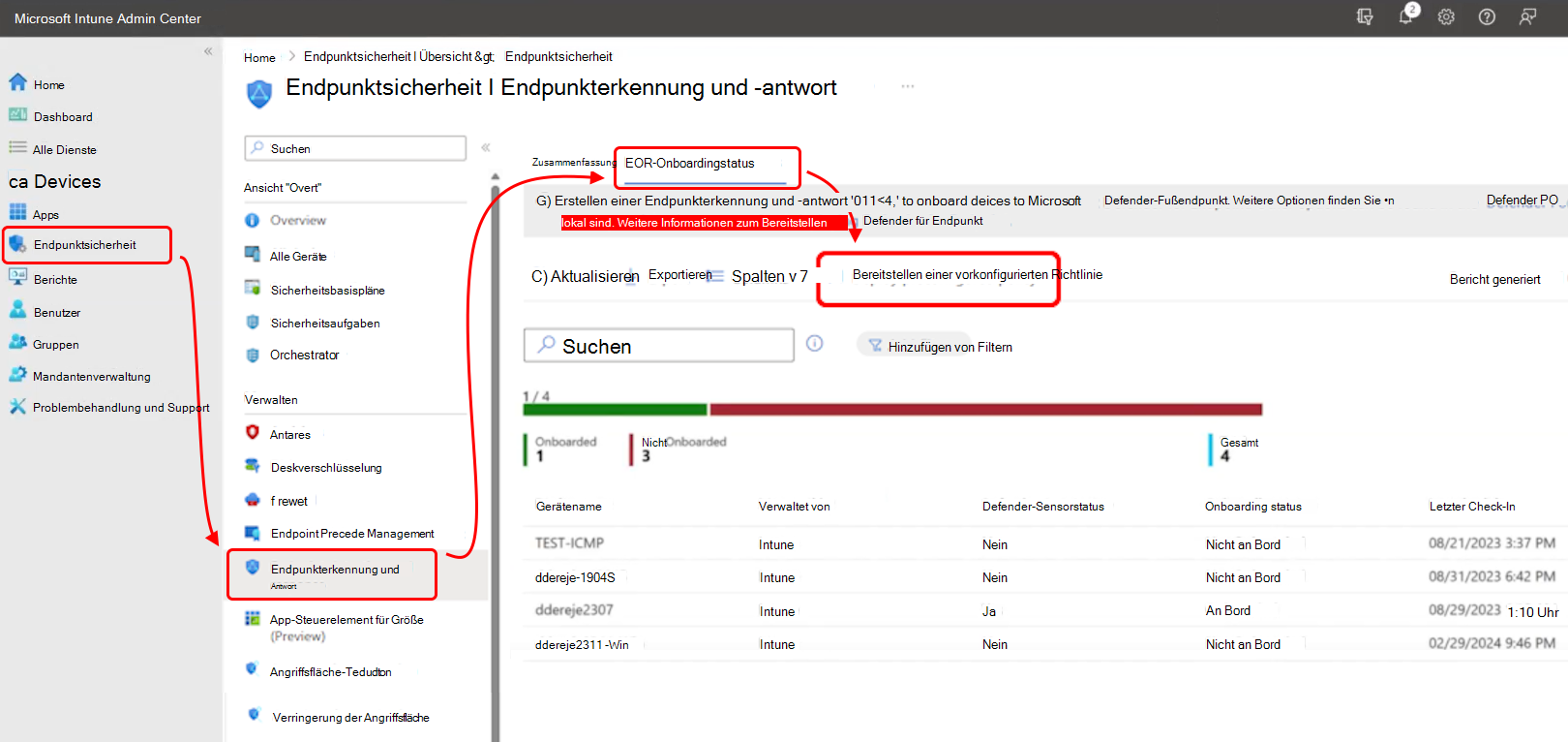 Screenshot des Admin Centers, der zeigt, wo die Option 
