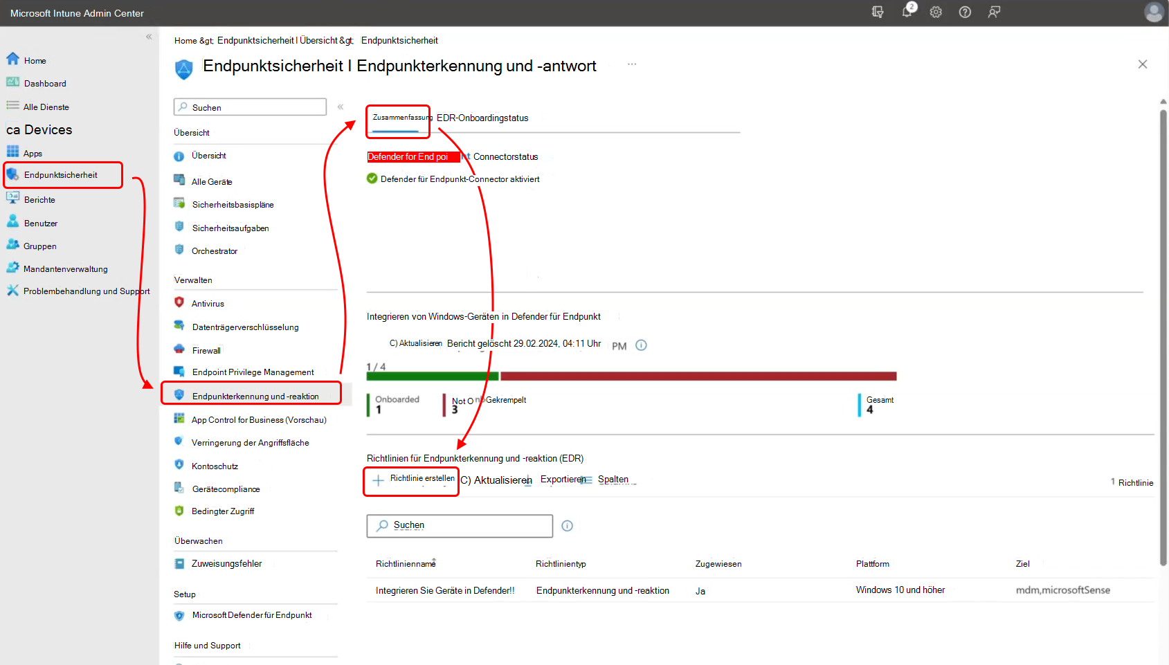 Screenshot des Admin Centers, der zeigt, wo die Option 