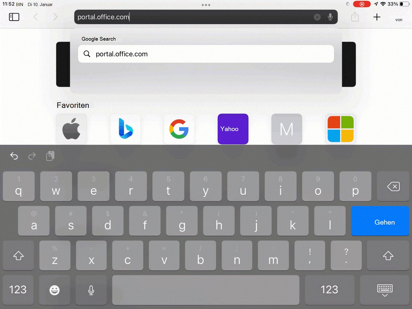 Animation zur SSO-Erfahrung unter iPadOS