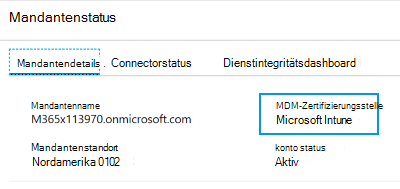 Screenshot: Festlegen der MDM-Autorität auf Microsoft Intune in Ihrem Mandanten status