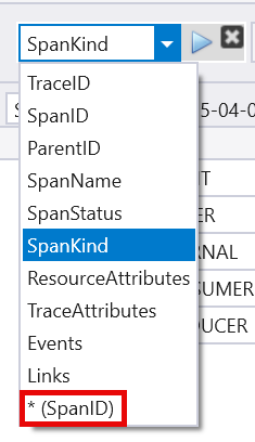 Screenshot des Zeitpivots, der mit den angezeigten Optionen für den Telemetrieslice gerendert wurde.