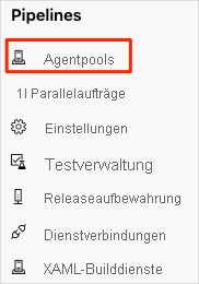 A screenshot of the project settings in Azure DevOps showing the location of the Agent pools menu item.