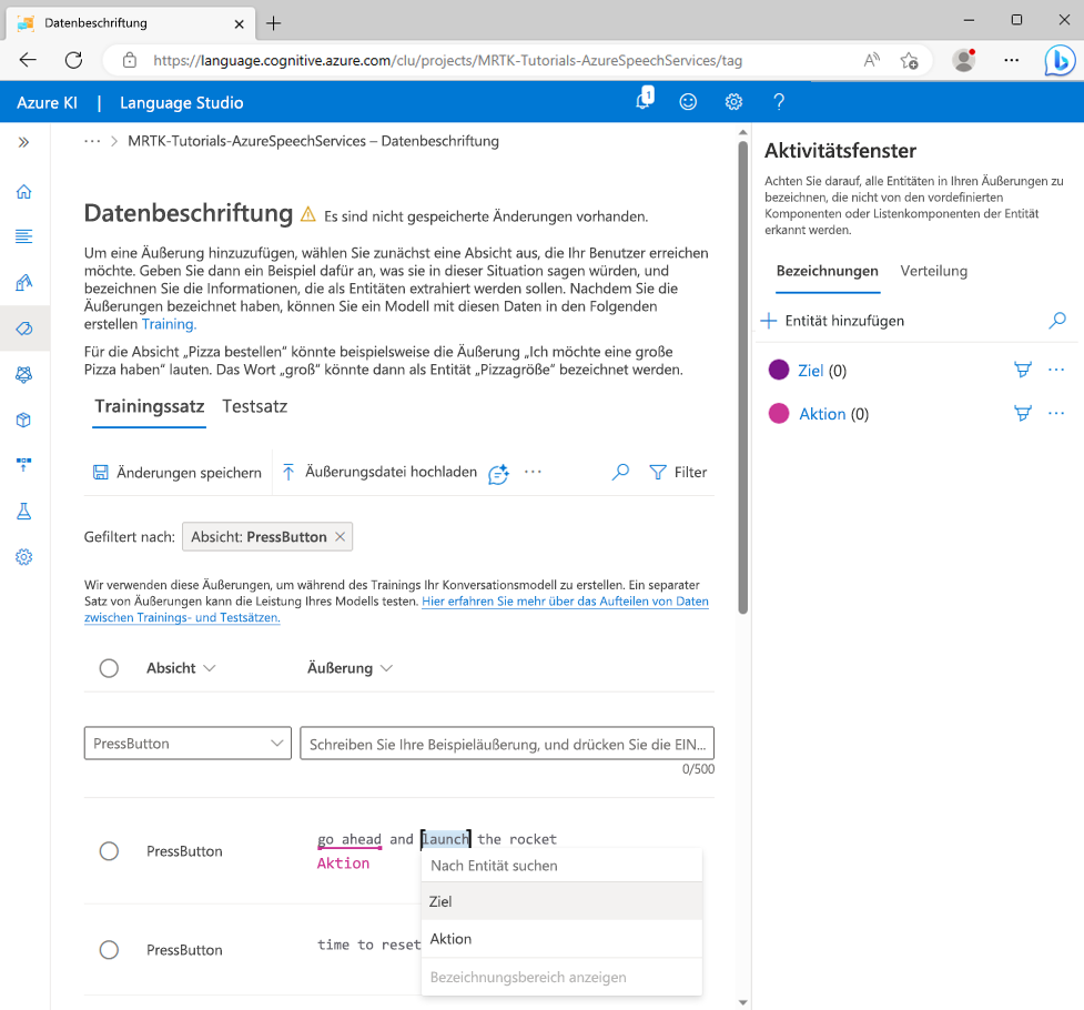 Screenshot of selecting the word launch.