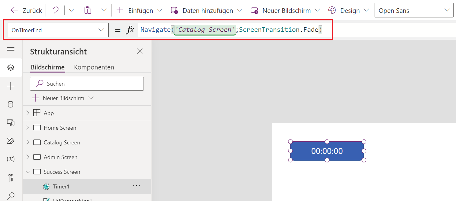 Screenshot der Eigenschaften des Zeitgeber-Steuerelements