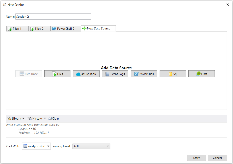 Session configuration options