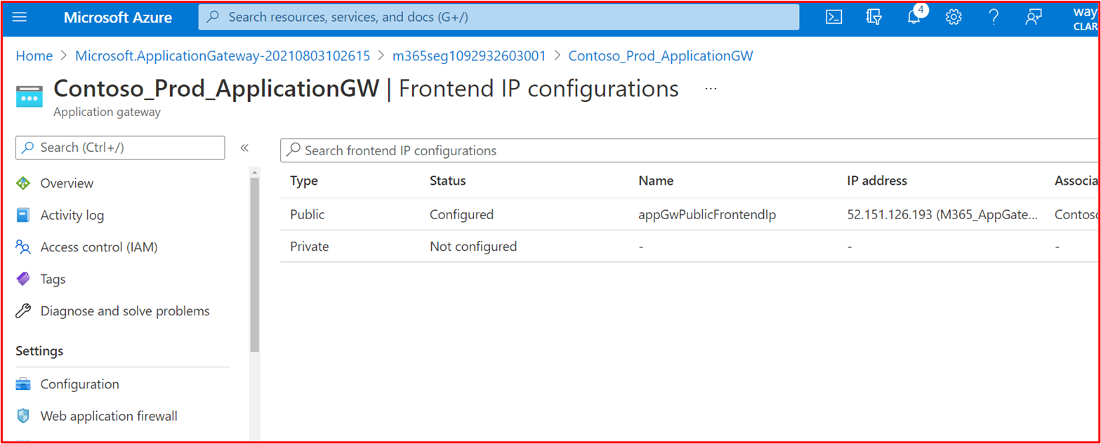 Screenshot: Front-End-IP-Konfiguration