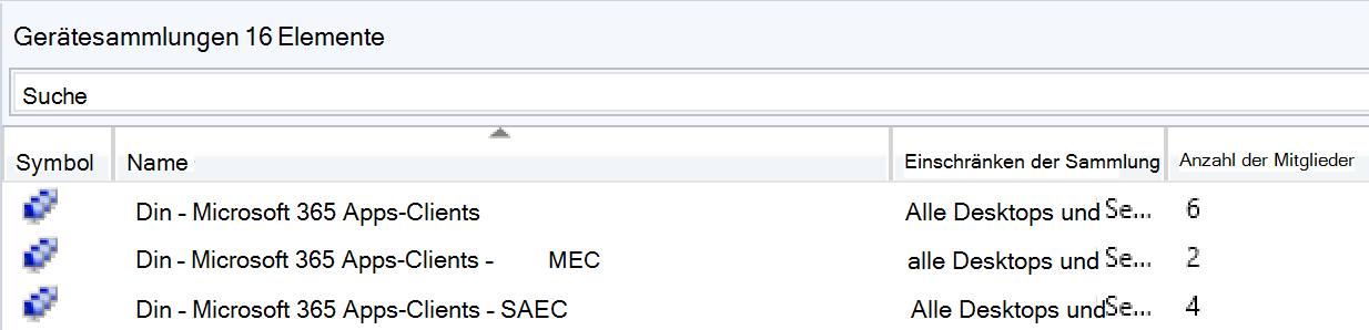 A screenshot from Configuration Manager collections with devices moved from one to another collection.