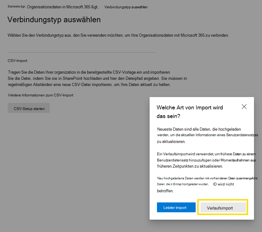 Ein Screenshot zeigt, wie Sie den Import starten. 