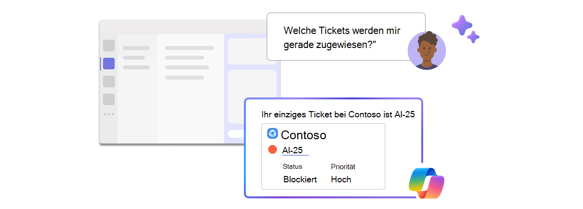 Diese Abbildung zeigt ein Plug-In-Szenario, in dem ein Techniker darum bittet, alle offenen Tickets für ihn anzuzeigen.