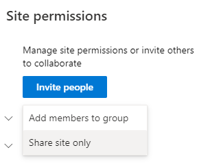 Image of the site permissions pane.