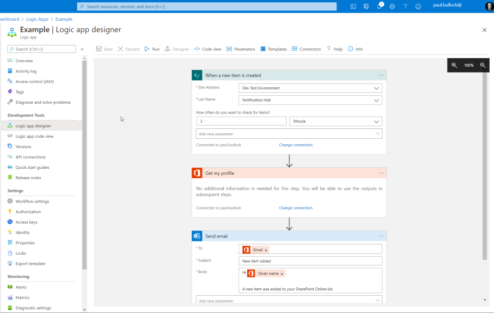 Azure Logic Apps - web based designer