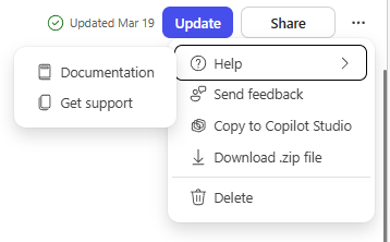 Finden Sie die Supportdetails im Agent-Generator in Microsoft 365 Copilot