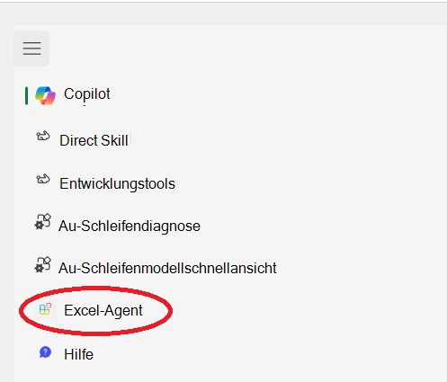 Screenshot der Agent-Liste im Copilot-Bereich in einer Office-Anwendung
