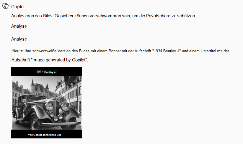 Schwarzweißbild eines Bentley 4-Autos aus dem Jahr 1934, modifiziert von Copilot.