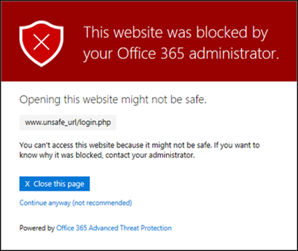 Die Warnung, die besagt, dass die Website von Ihrem Administrator blockiert wurde