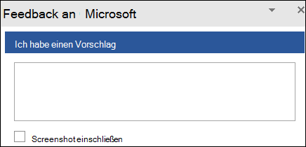 Screenshot: Textfeld zum Eingeben eines Feedbackvorschlags für Microsoft