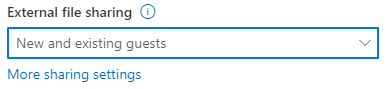 Screenshot der SharePoint-Freigabeeinstellungen auf Websiteebene, die auf „Neue und vorhandene” festgelegt sind.