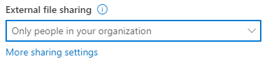 Screenshot der SharePoint-Freigabeeinstellungen auf Websiteebene, die auf „Nur Personen in Ihrer Organisation” festgelegt sind.