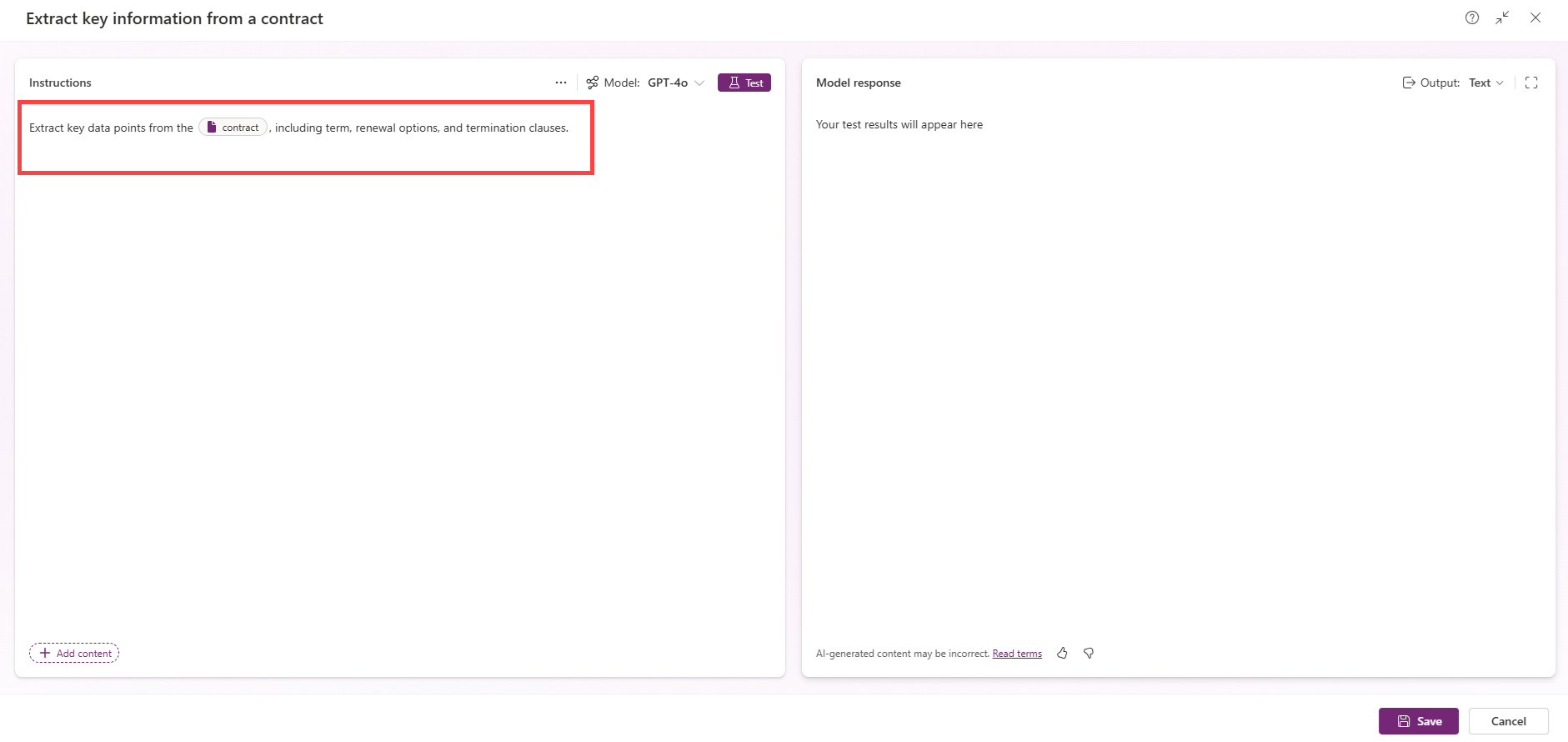 Screenshot des Extrahierens von Informationen aus einem Dokument