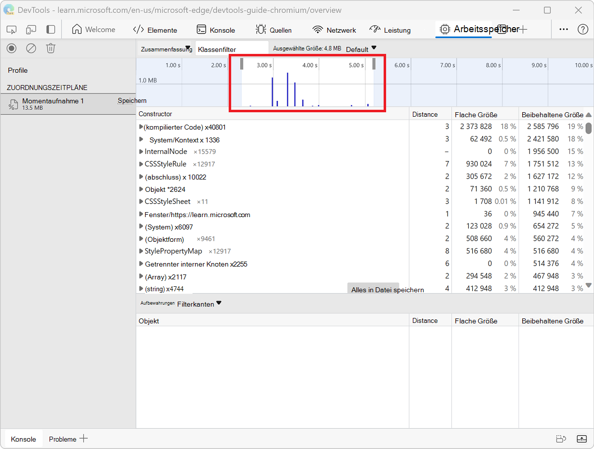 Zoomen in Momentaufnahme