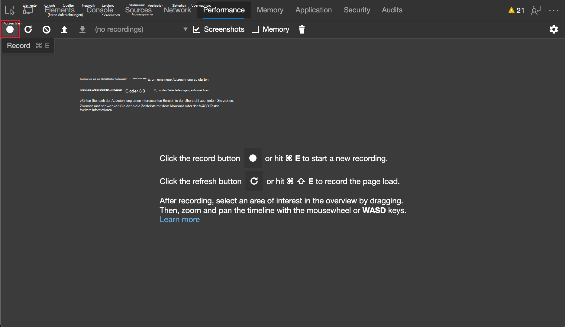 Aufzeichnen eines Leistungsprofils