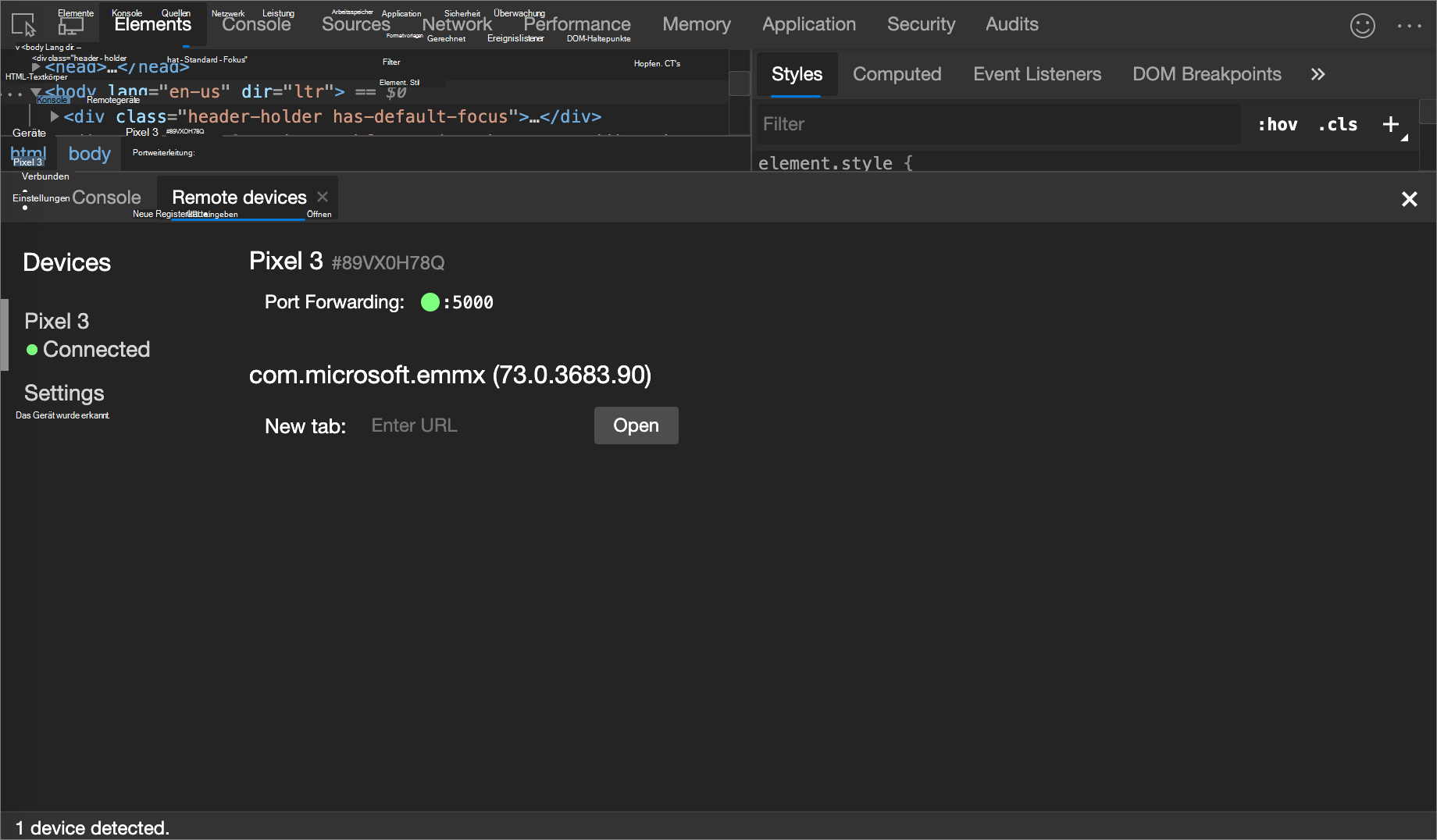 portweiterleitung status