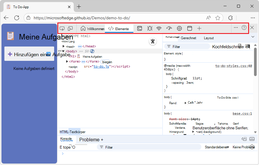 Horizontale Aktivitätsleiste