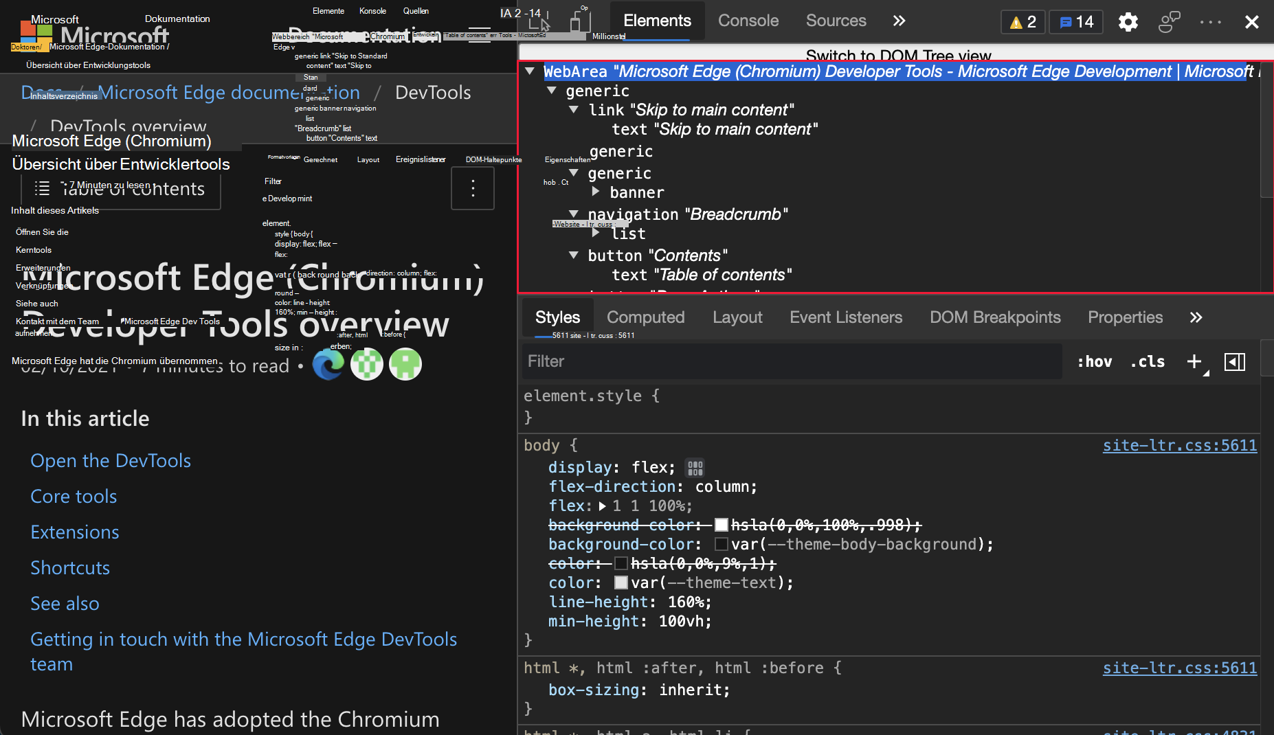 Anzeigen der vollständigen Strukturansicht für Barrierefreiheit