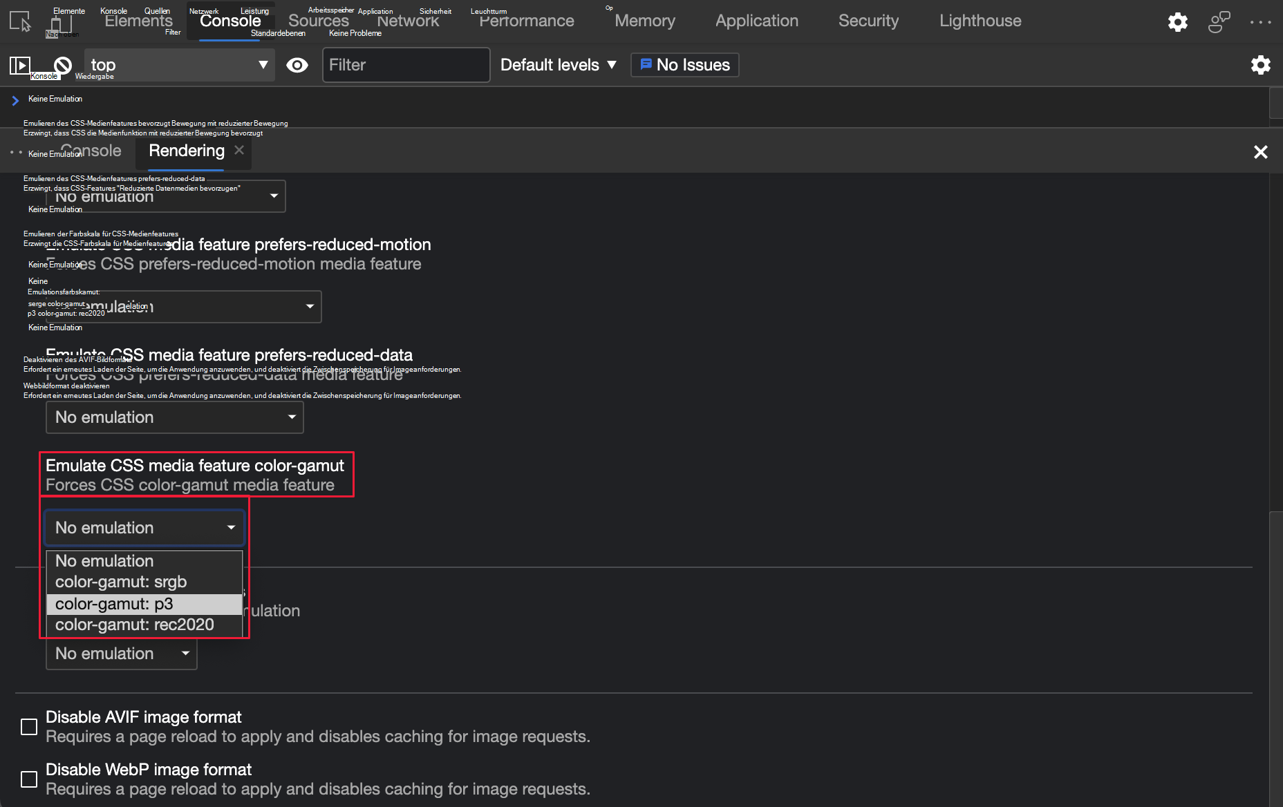Emulieren des CSS-Farbraum-Medienfeatures