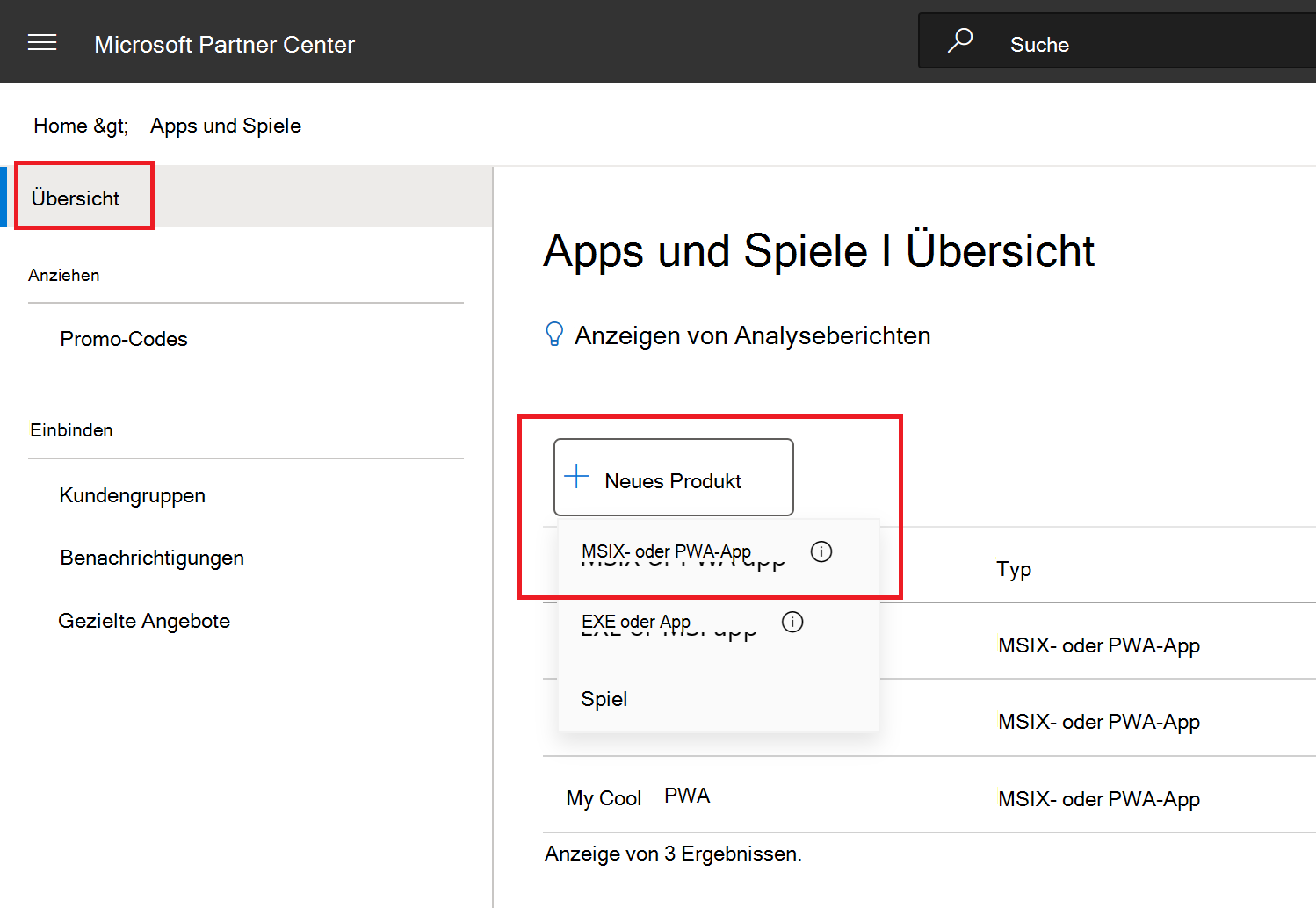 Erstellen einer App-Reservierung im Microsoft Partner Center