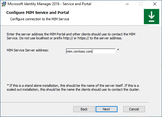 MIM Service Server Name (Bildschirmbild)