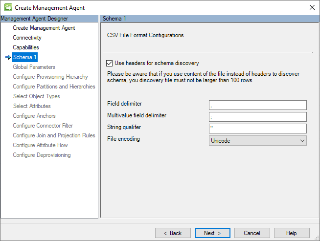 Screenshot der Seite 4 der Synchronisierungsregel (CSV-Dateiformatkonfigurationen)