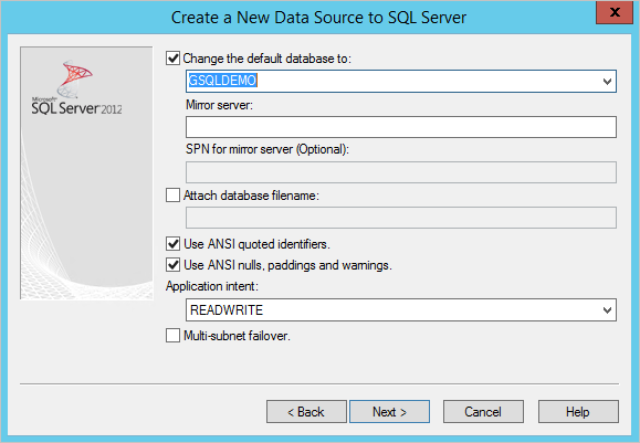 Screenshot des in das Datenbankfeld eingegebenen Datenbanknamens und der Schaltfläche