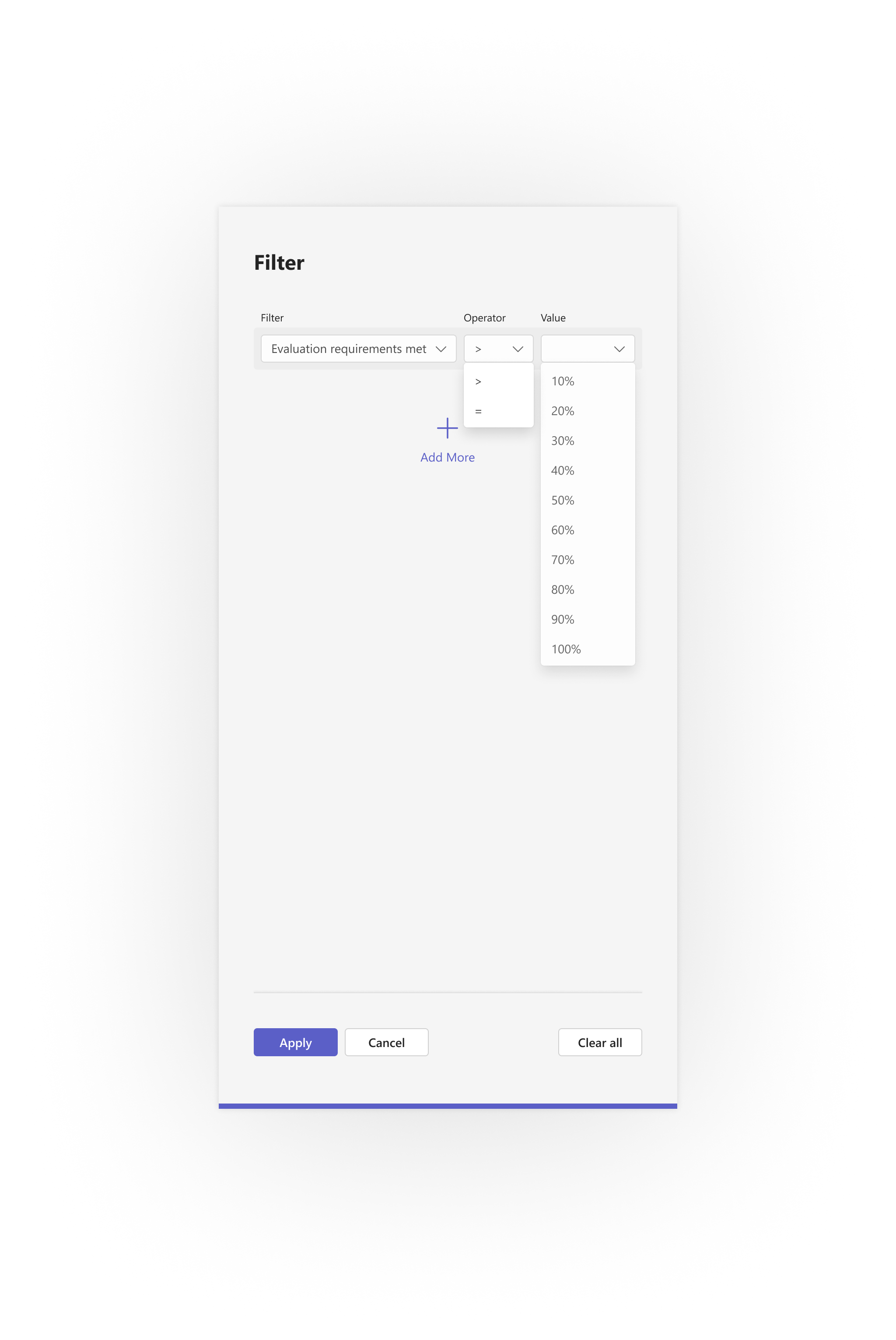 Screenshot: Filterkriterien