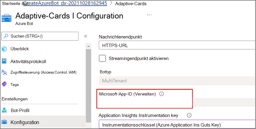 Screenshot: Hinzufügen Microsoft App-ID zum Erstellen eines geheimen Clientschlüssels