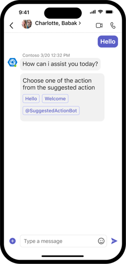 Abbildung: Vorgeschlagene Aktionen in einem Gruppenchat auf einem mobilen Client.