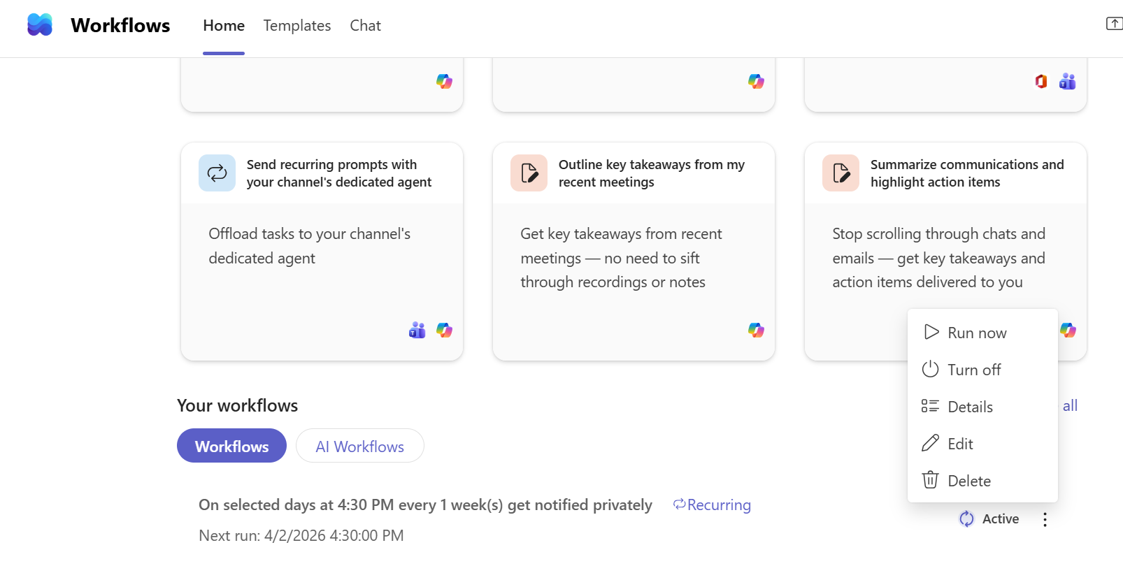 Workflows deaktivieren.