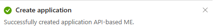 Screenshot: Beispiel für die Benachrichtigung nach erfolgreicher App-Registrierung auf Azure-Portal
