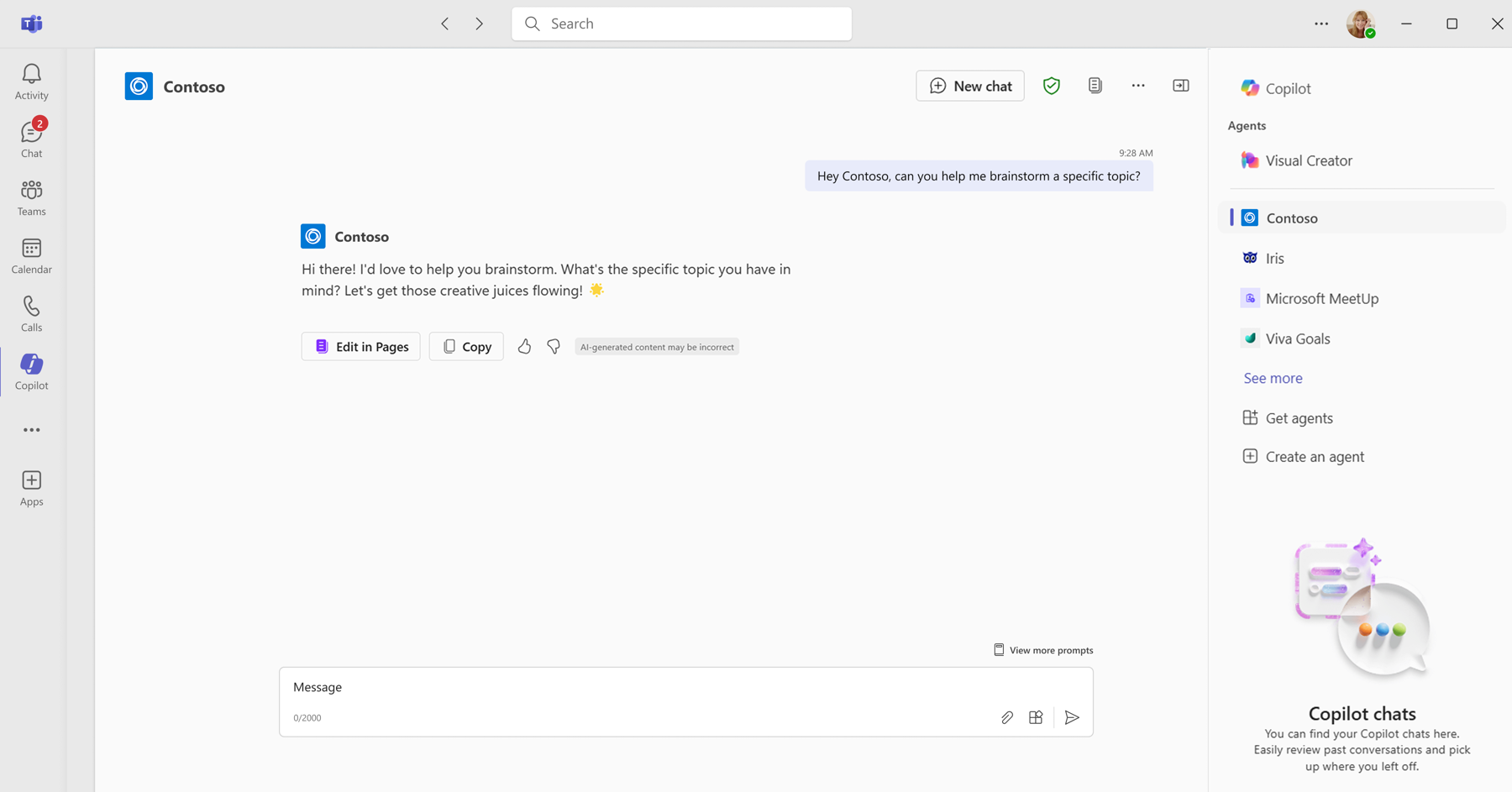 Screenshot: App-Funktionalität in Copilot