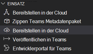 Screenshot: Klickort für die Bereitstellung in der Cloud